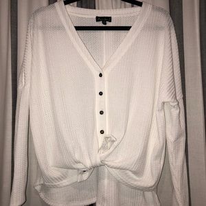 Tie front white top